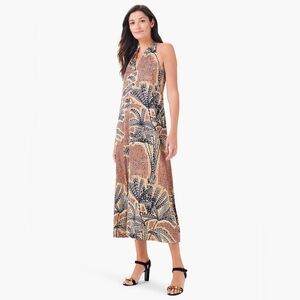 NIC+ZOE Dotty Palms Halter Dress Neutral Multi